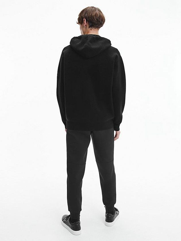 Black Calvin Klein Relaxed Men Hoodie | CDMF-25708