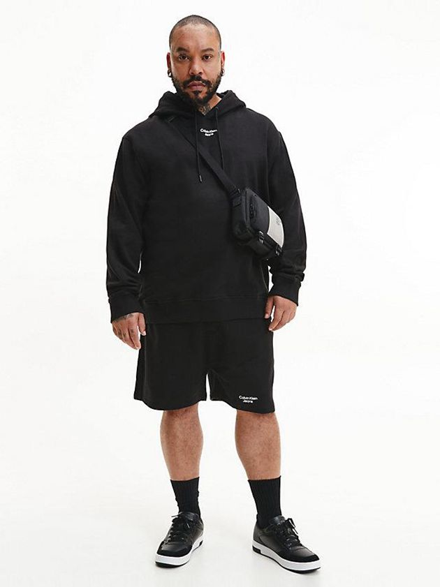 Black Calvin Klein Relaxed Men Hoodie | XOJV-73409