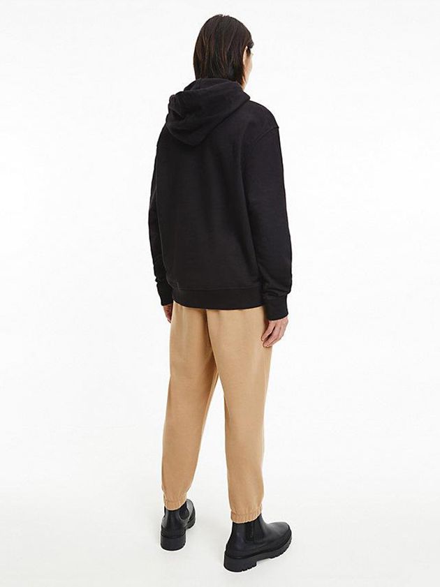 Black Calvin Klein Relaxed Men Hoodie | XOJV-73409