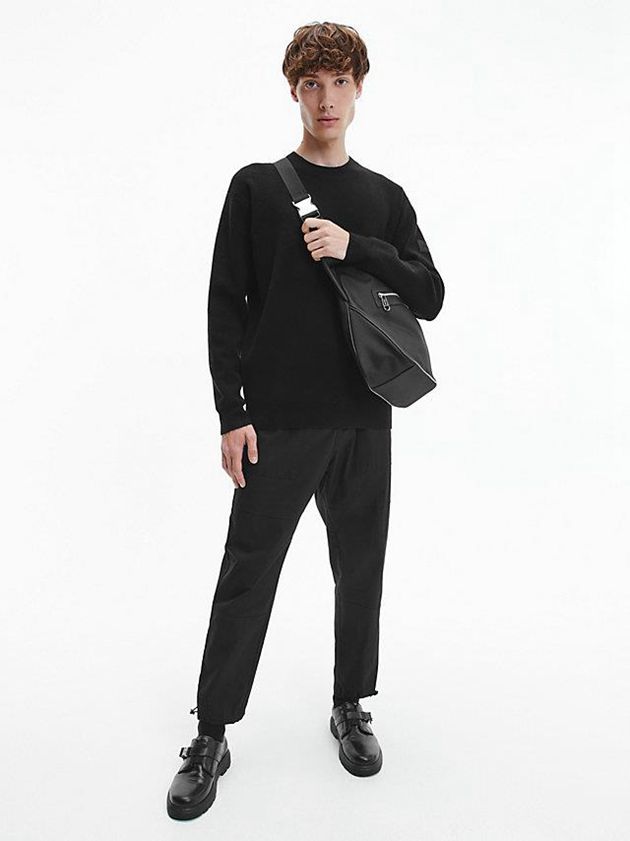 Black Calvin Klein Relaxed Men Sweatshirt | PYDG-93860