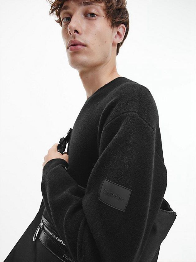 Black Calvin Klein Relaxed Men Sweatshirt | PYDG-93860