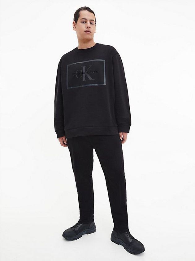 Black Calvin Klein Relaxed Mesh Logo Men Sweatshirt | JWOI-54072