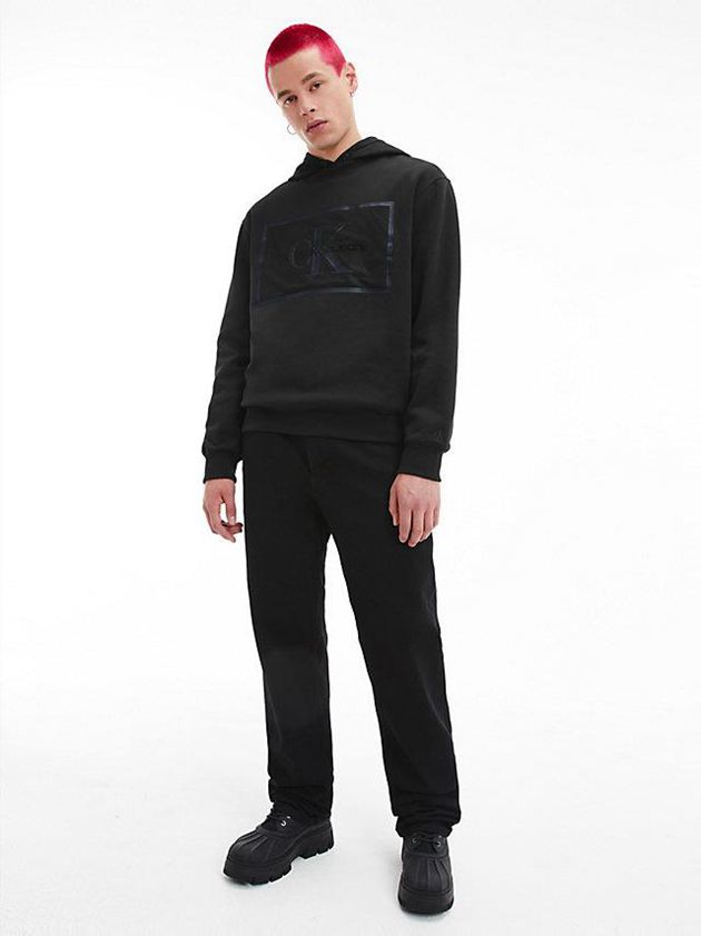 Black Calvin Klein Relaxed Mesh Logo Men Sweatshirt | JWOI-54072