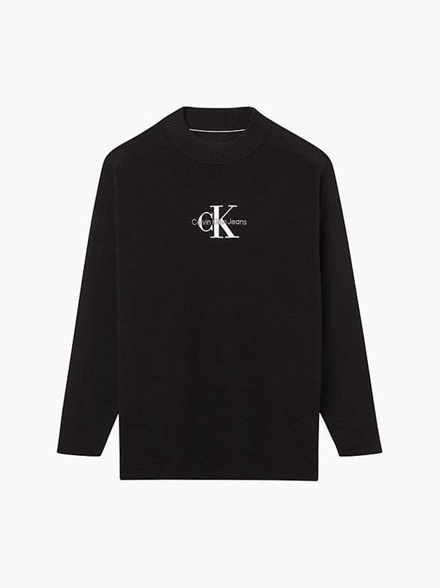 Black Calvin Klein Relaxed Monogram Jumper Men Sweater | HIEC-91854
