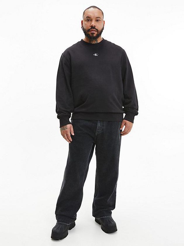 Black Calvin Klein Relaxed Monogram Men Sweatshirt | RJVO-30519