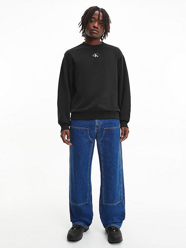 Black Calvin Klein Relaxed Monogram Men Sweatshirt | RJVO-30519