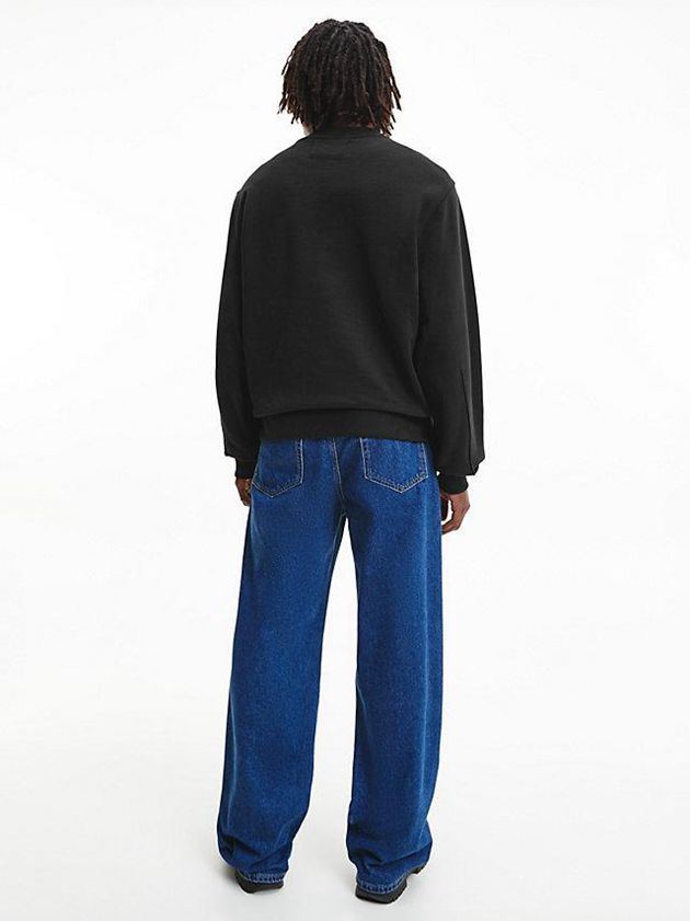 Black Calvin Klein Relaxed Monogram Men Sweatshirt | RJVO-30519