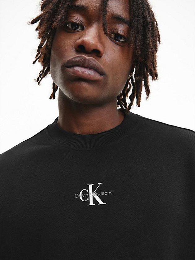 Black Calvin Klein Relaxed Monogram Men Sweatshirt | RJVO-30519