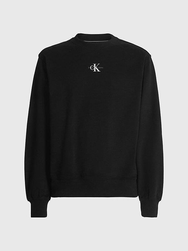Black Calvin Klein Relaxed Monogram Men Sweatshirt | RJVO-30519