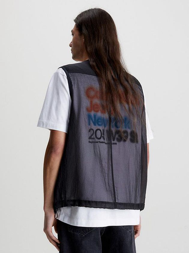 Black Calvin Klein Relaxed Nylon Mesh Men Vest | DYPM-71962