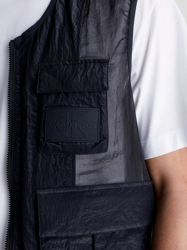 Black Calvin Klein Relaxed Nylon Mesh Men Vest | DYPM-71962