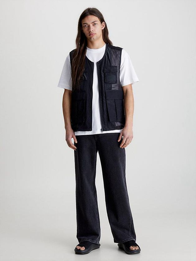 Black Calvin Klein Relaxed Nylon Mesh Men Vest | DYPM-71962
