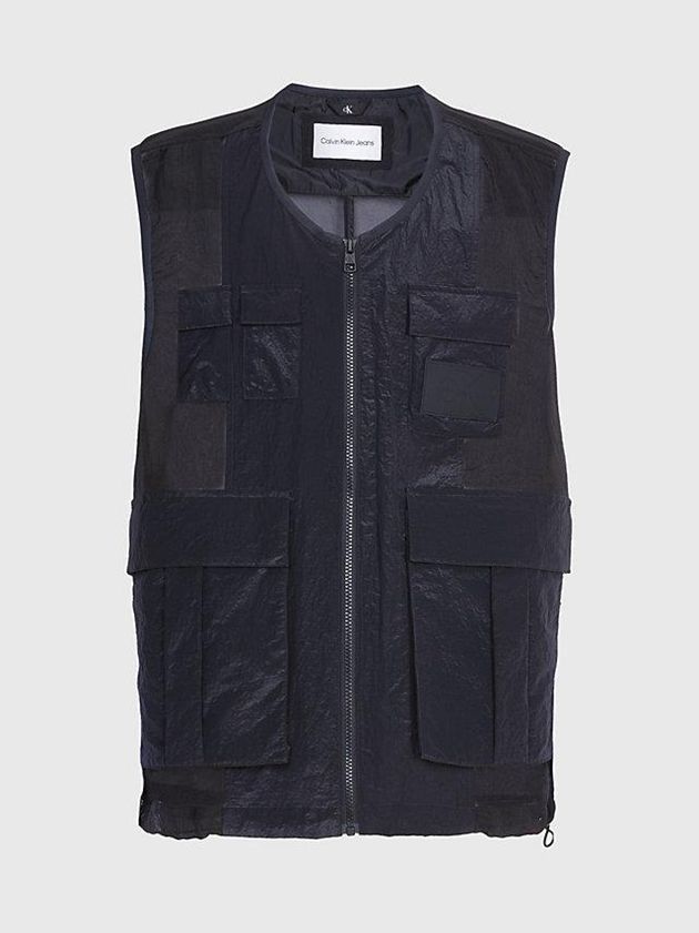 Black Calvin Klein Relaxed Nylon Mesh Men Vest | DYPM-71962