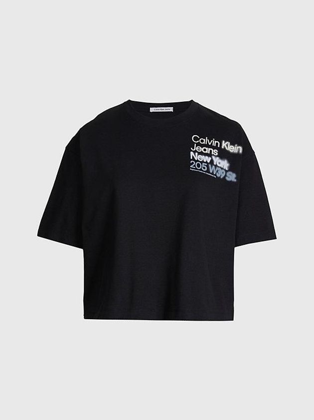 Black Calvin Klein Relaxed Organic Cotton Women T-Shirt | KXDV-18053
