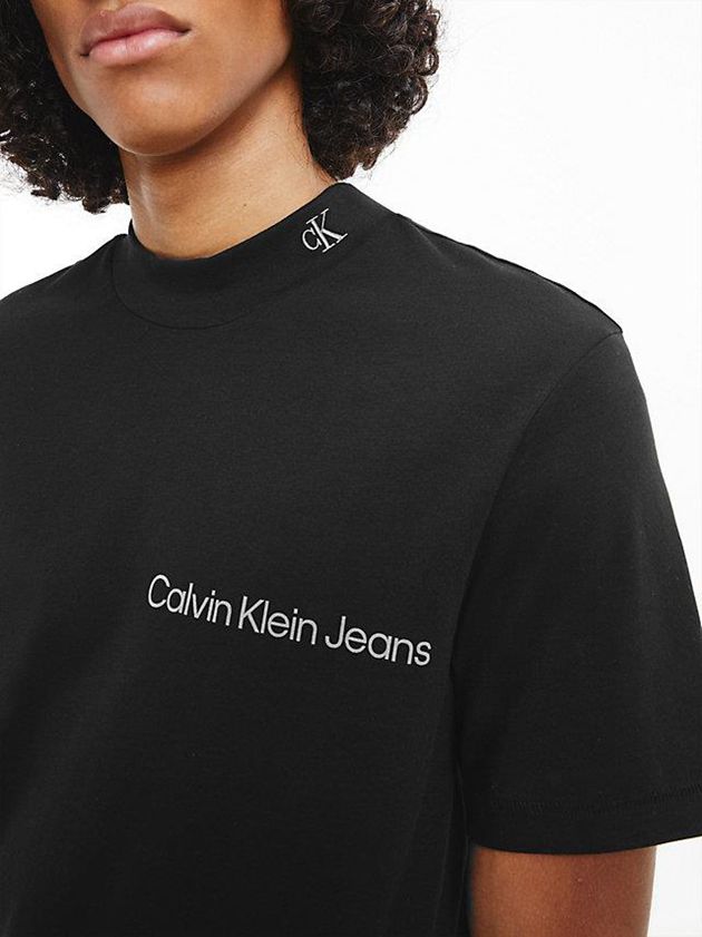 Black Calvin Klein Relaxed Organic Cotton Men T-Shirt | DNPC-07152