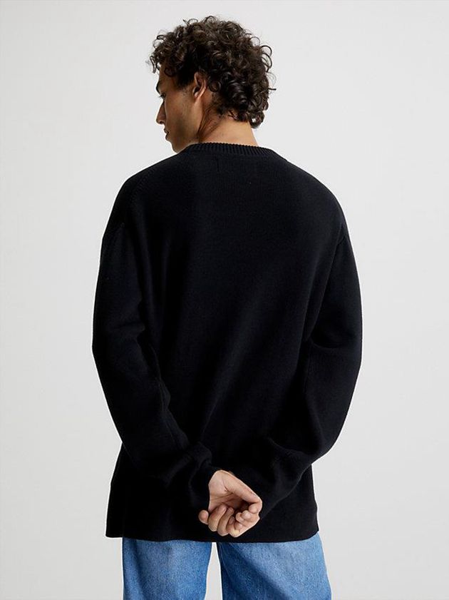Black Calvin Klein Relaxed Organic Cotton Jumper Men Sweater | NQRL-39512
