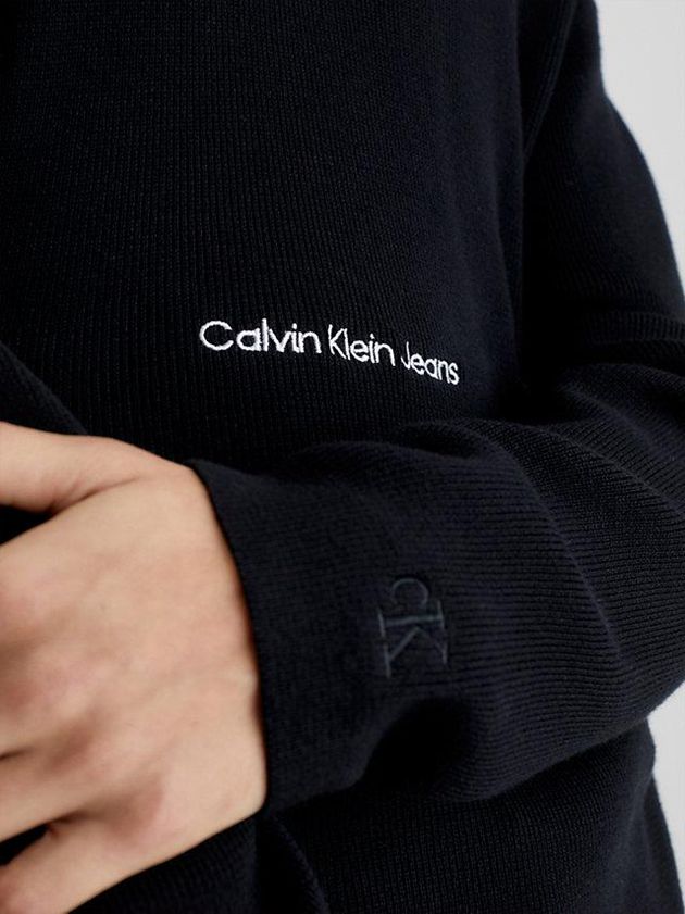 Black Calvin Klein Relaxed Organic Cotton Jumper Men Sweater | NQRL-39512