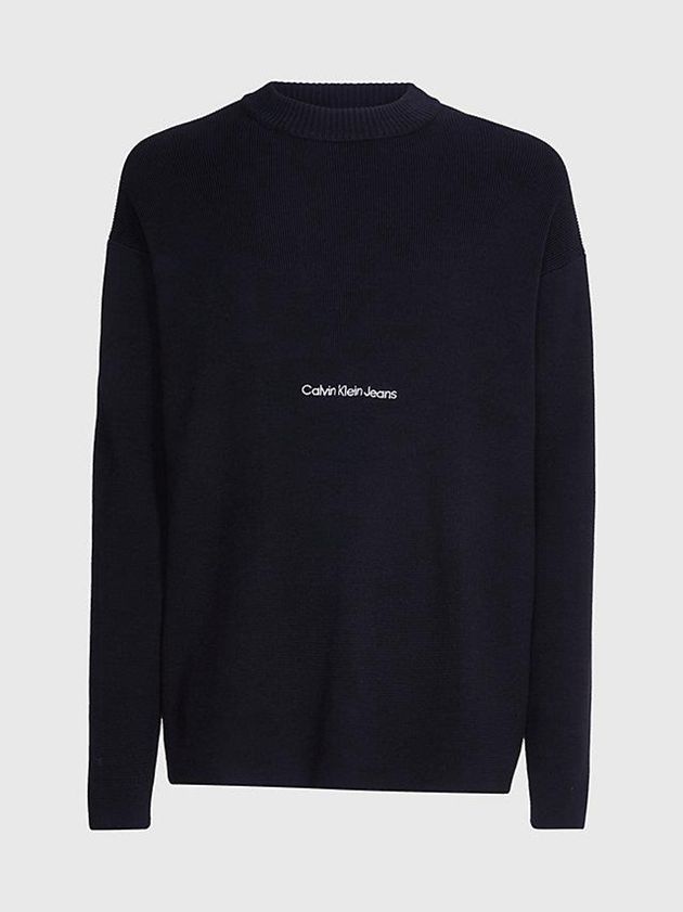 Black Calvin Klein Relaxed Organic Cotton Jumper Men Sweater | NQRL-39512