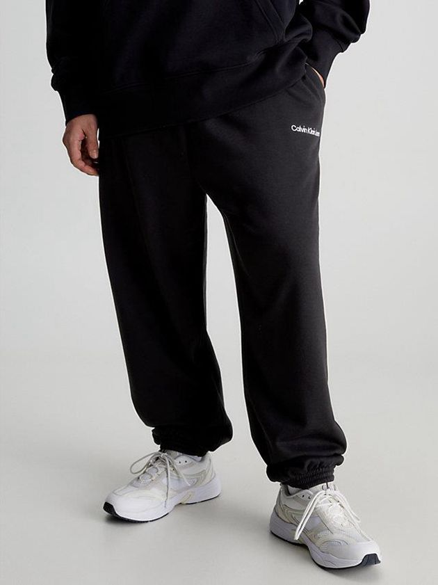 Black Calvin Klein Relaxed Organic Cotton Men Joggers | XBNA-19786