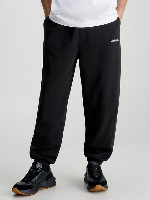 Black Calvin Klein Relaxed Organic Cotton Men Joggers | XBNA-19786