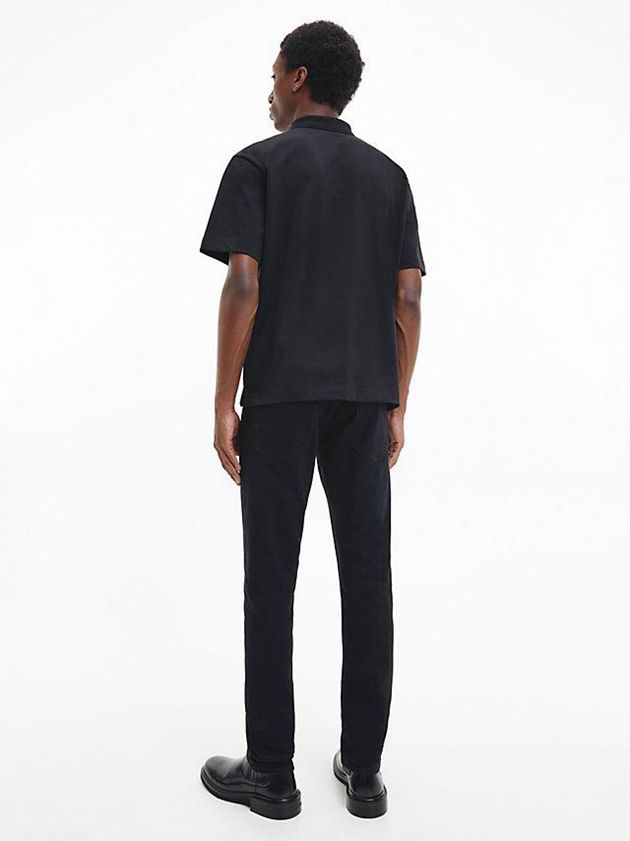 Black Calvin Klein Relaxed Organic Cotton Men Polo Shirt | XKAC-20947