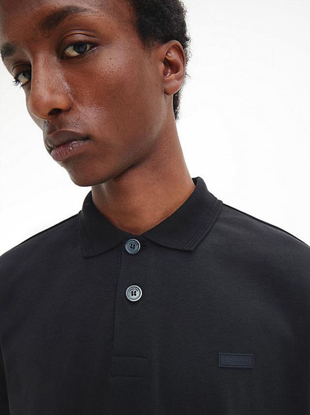 Black Calvin Klein Relaxed Organic Cotton Men Polo Shirt | XKAC-20947