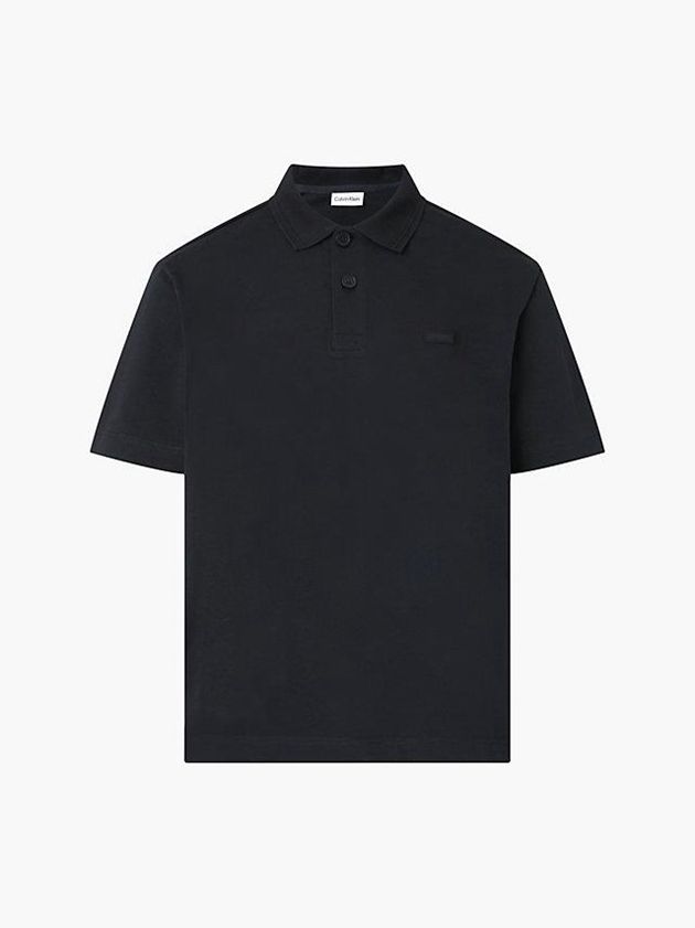 Black Calvin Klein Relaxed Organic Cotton Men Polo Shirt | XKAC-20947