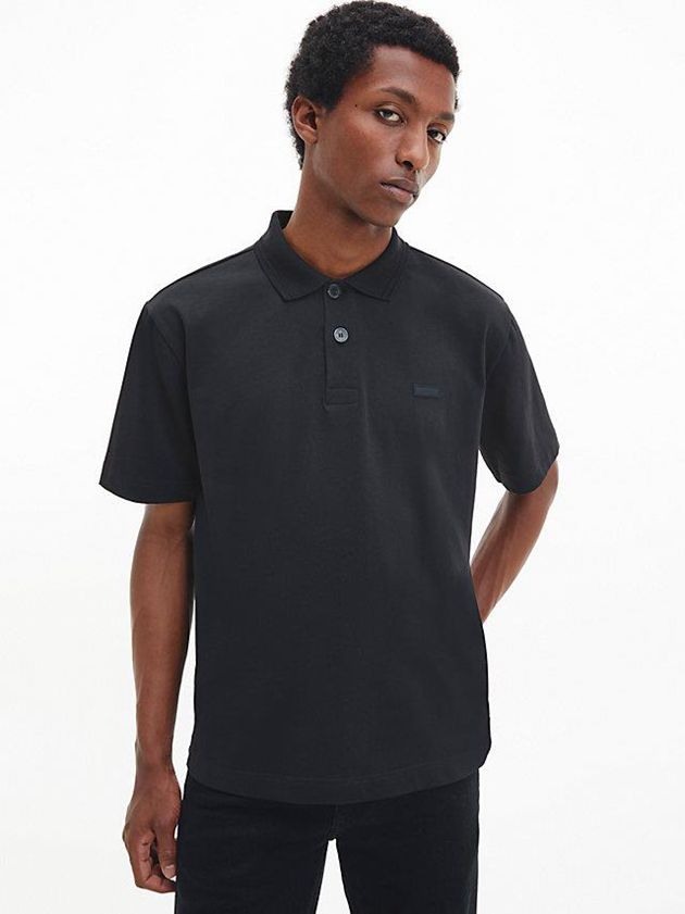 Black Calvin Klein Relaxed Organic Cotton Men Polo Shirt | XKAC-20947