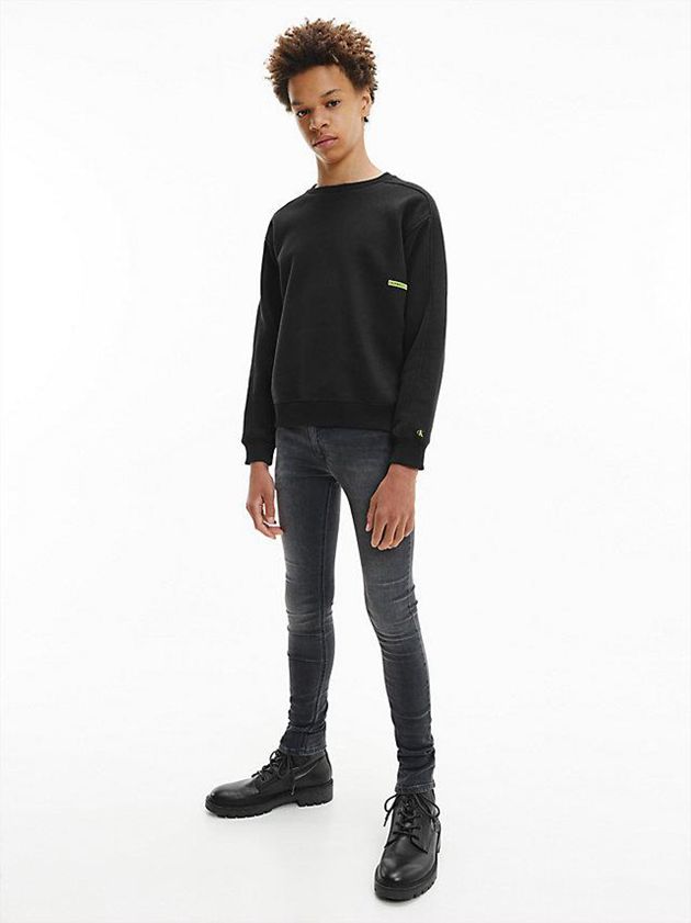 Black Calvin Klein Relaxed Organic Cotton Boys's Sweatshirt | DKTF-89417