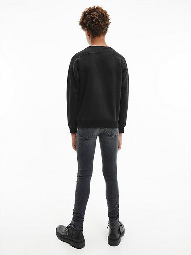 Black Calvin Klein Relaxed Organic Cotton Boys's Sweatshirt | DKTF-89417