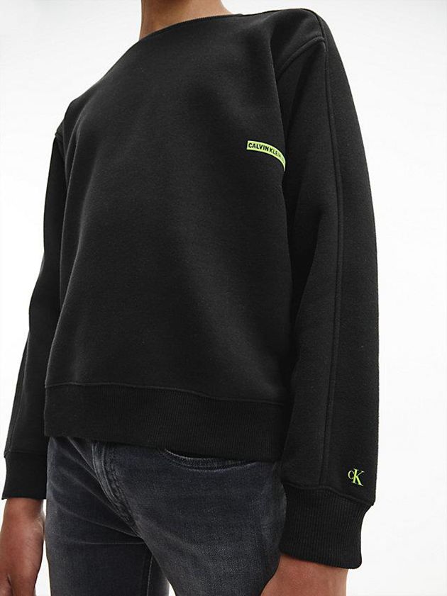 Black Calvin Klein Relaxed Organic Cotton Boys's Sweatshirt | DKTF-89417