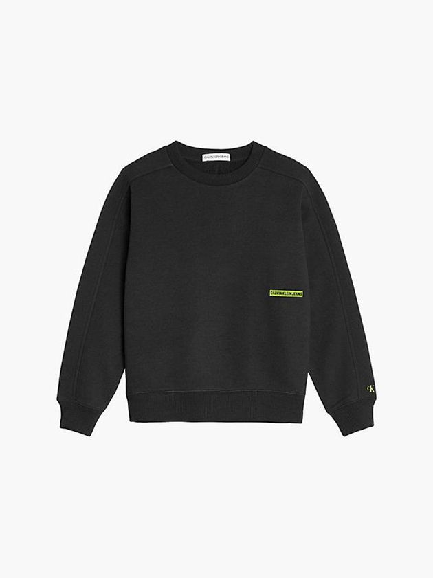 Black Calvin Klein Relaxed Organic Cotton Boys's Sweatshirt | DKTF-89417
