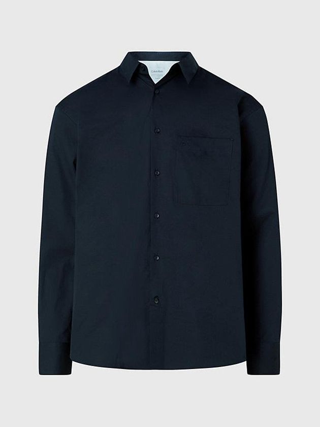 Black Calvin Klein Relaxed Poplin Stretch Men Shirts | OXMA-48359