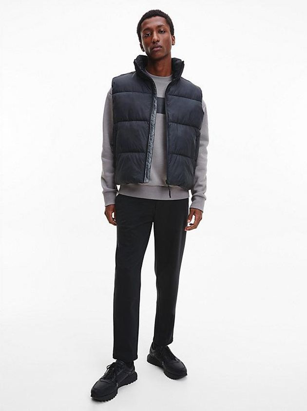 Black Calvin Klein Relaxed Puffer Men Vest | DXLN-20517