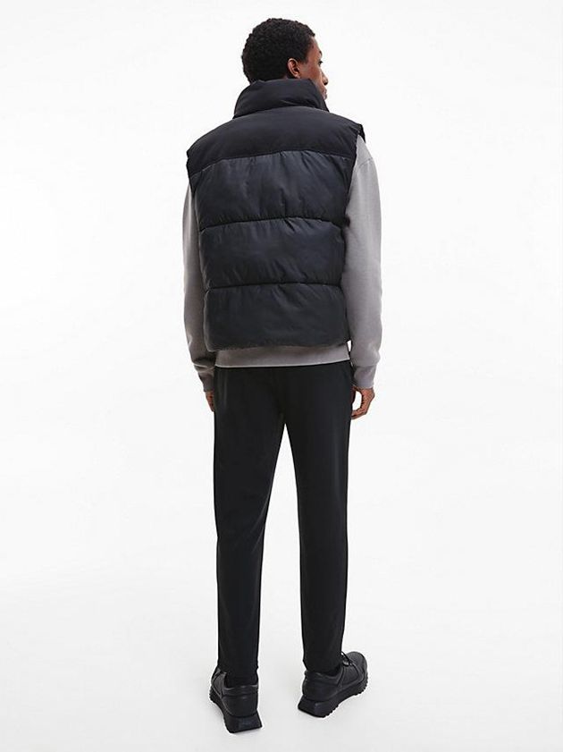Black Calvin Klein Relaxed Puffer Men Vest | DXLN-20517