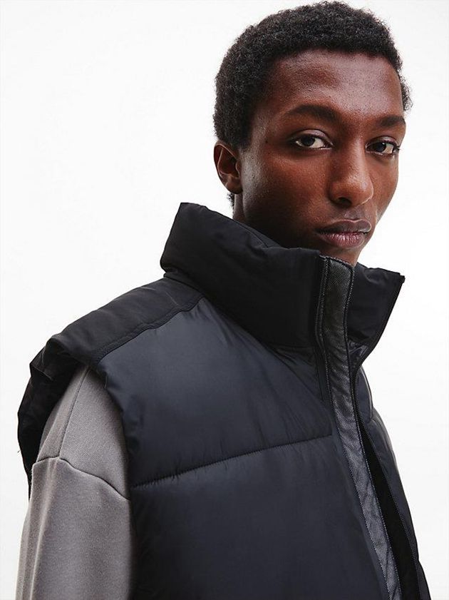 Black Calvin Klein Relaxed Puffer Men Vest | DXLN-20517