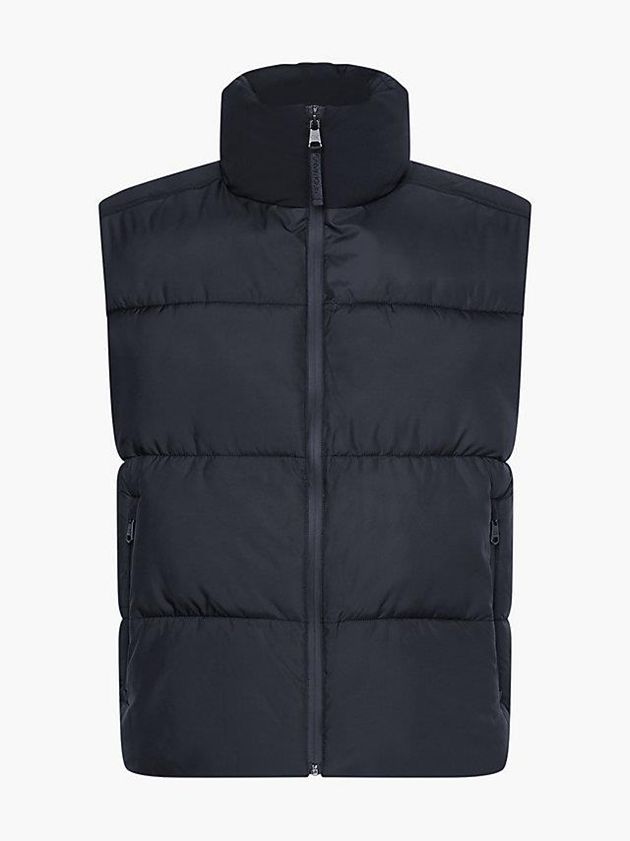 Black Calvin Klein Relaxed Puffer Men Vest | DXLN-20517