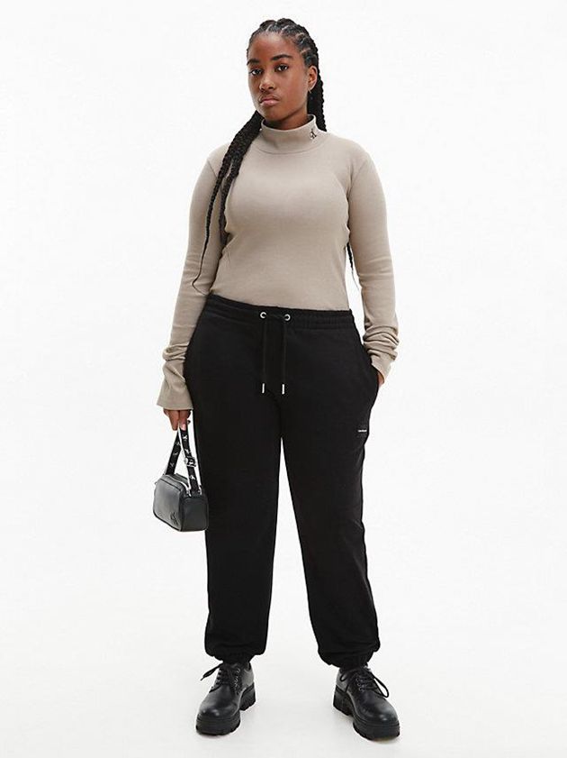 Black Calvin Klein Relaxed Recycled Cotton Women Joggers | XJDC-23197