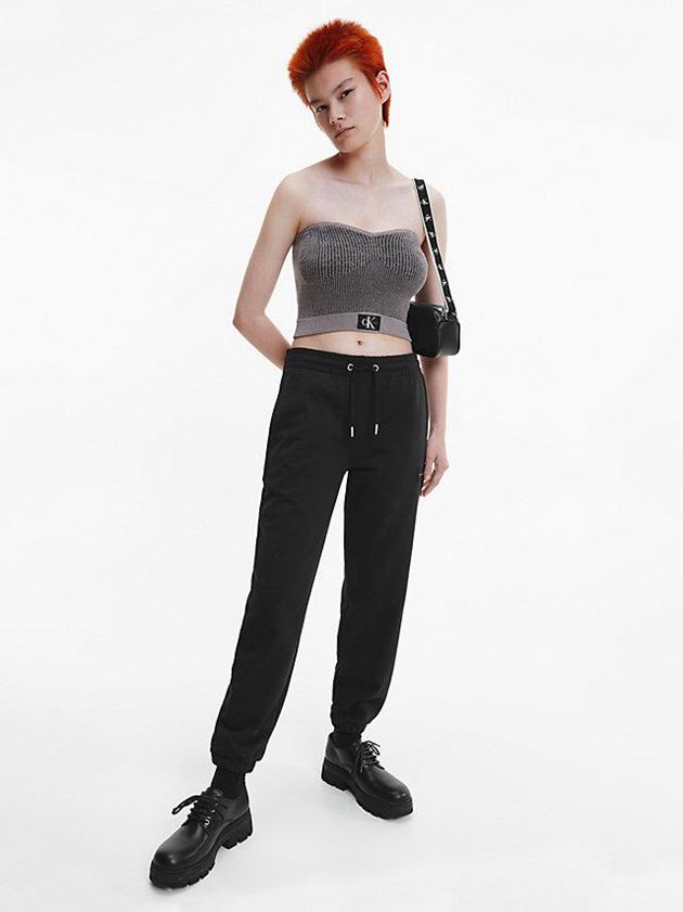 Black Calvin Klein Relaxed Recycled Cotton Women Joggers | XJDC-23197