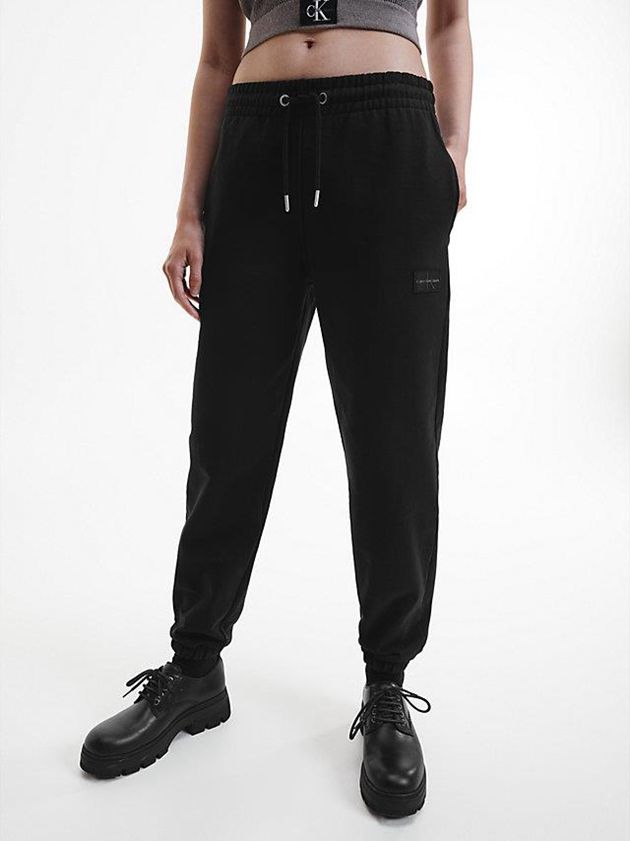 Black Calvin Klein Relaxed Recycled Cotton Women Joggers | XJDC-23197