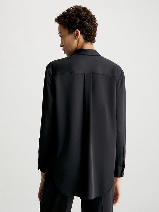 Black Calvin Klein Relaxed Recycled Polyester Shirt Women Top | WGZF-34865
