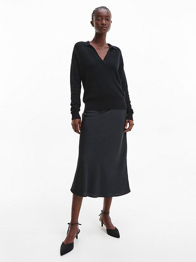 Black Calvin Klein Relaxed Ribbed Jumper Women Sweater | GQTF-30945