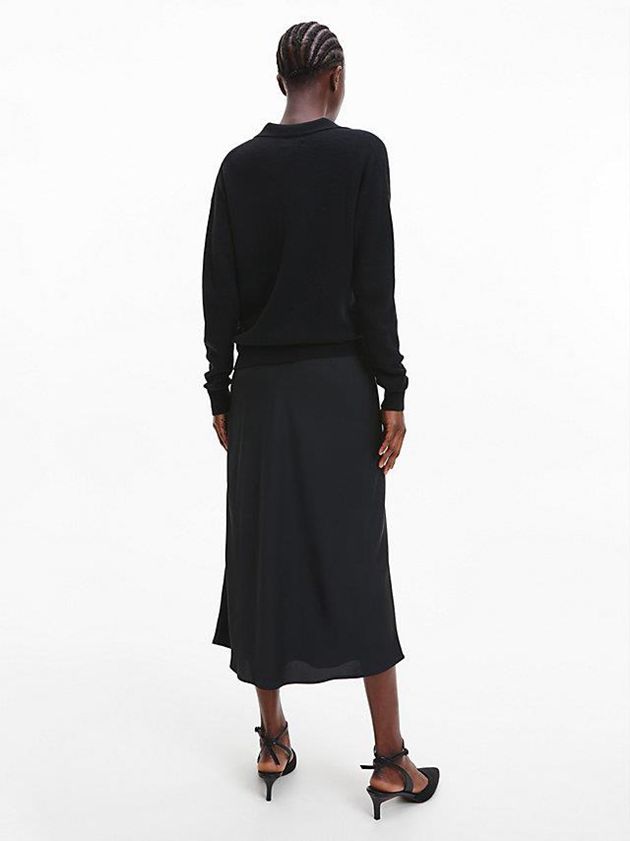 Black Calvin Klein Relaxed Ribbed Jumper Women Sweater | GQTF-30945