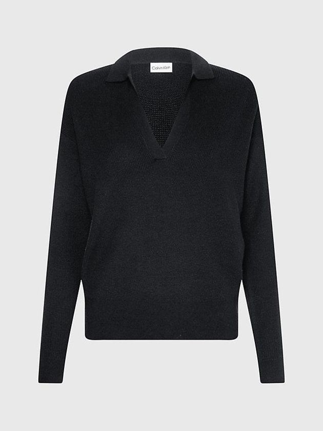 Black Calvin Klein Relaxed Ribbed Jumper Women Sweater | GQTF-30945