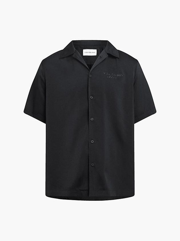 Black Calvin Klein Relaxed Short Sleeve Men Shirts | KGRP-89125