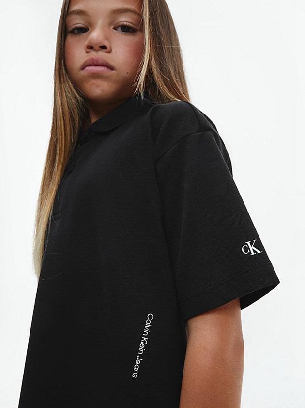 Black Calvin Klein Relaxed Skater Boys's Polo Shirt | QHSC-02439