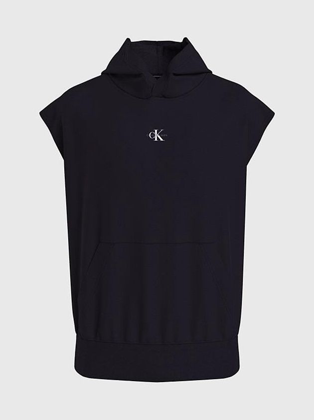 Black Calvin Klein Relaxed Sleeveless Men Hoodie | VDCF-08745