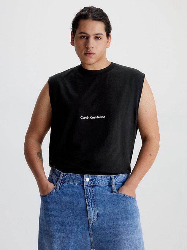 Black Calvin Klein Relaxed Tank Men Top | WYML-64103