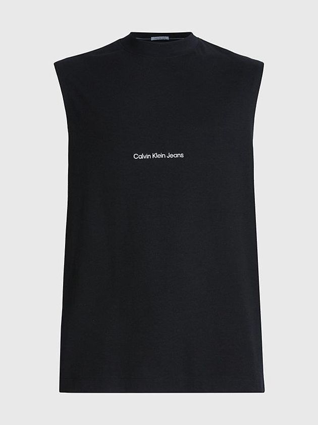 Black Calvin Klein Relaxed Tank Men Top | WYML-64103