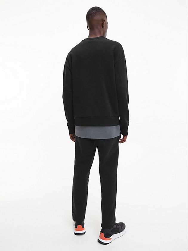 Black Calvin Klein Relaxed Textured Logo Men Sweatshirt | DMGZ-40517
